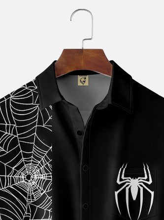 Arachnid Aloha: Men&#39;s Halloween Spider Print Hawaiian Shirt