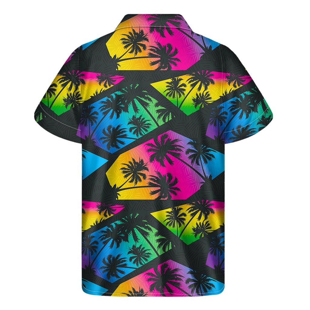 Island Vibes: Hawaiian Palm Tree Print Short Sleeve Shirt - 2