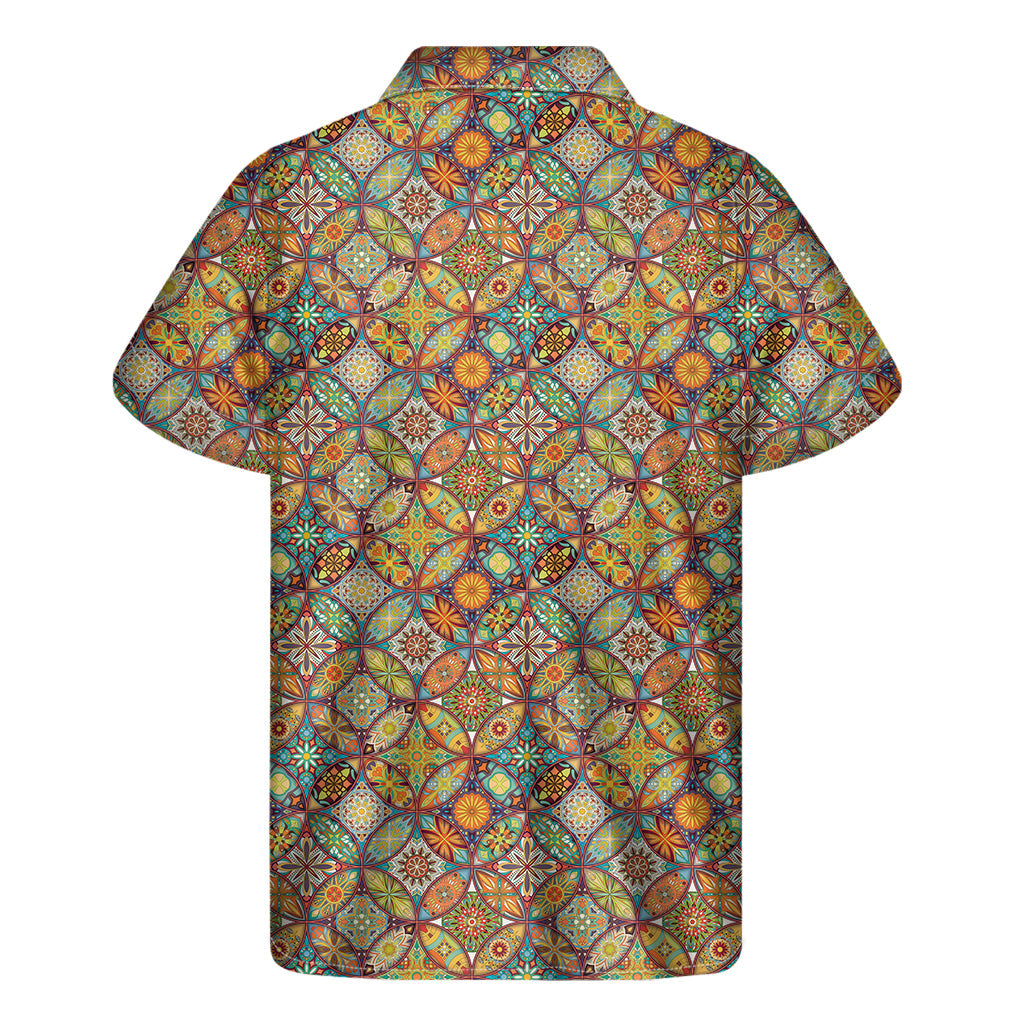 Authentic Hawaiian Vibes: Men's Short Sleeve Mandala Patchwork Shirt - 1