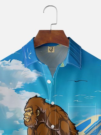 Bigfoot Surfing in Style: Moisture-wicking Hawaiian Shirt