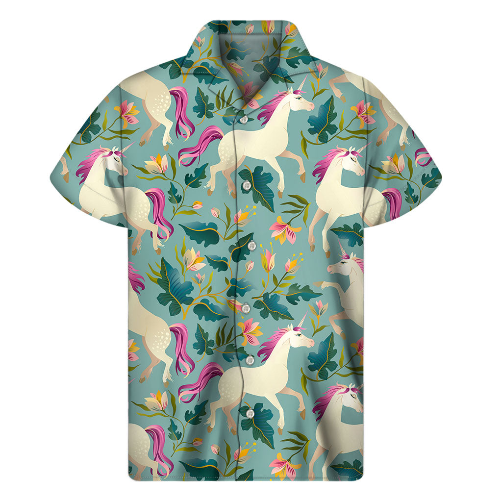 Hawaiian Unicorn Floral Print Short Sleeve Shirt - 1