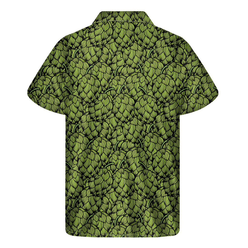 Authentic Hawaiian Vibes: Green Hop Cone Pattern Short Sleeve Shirt - 2