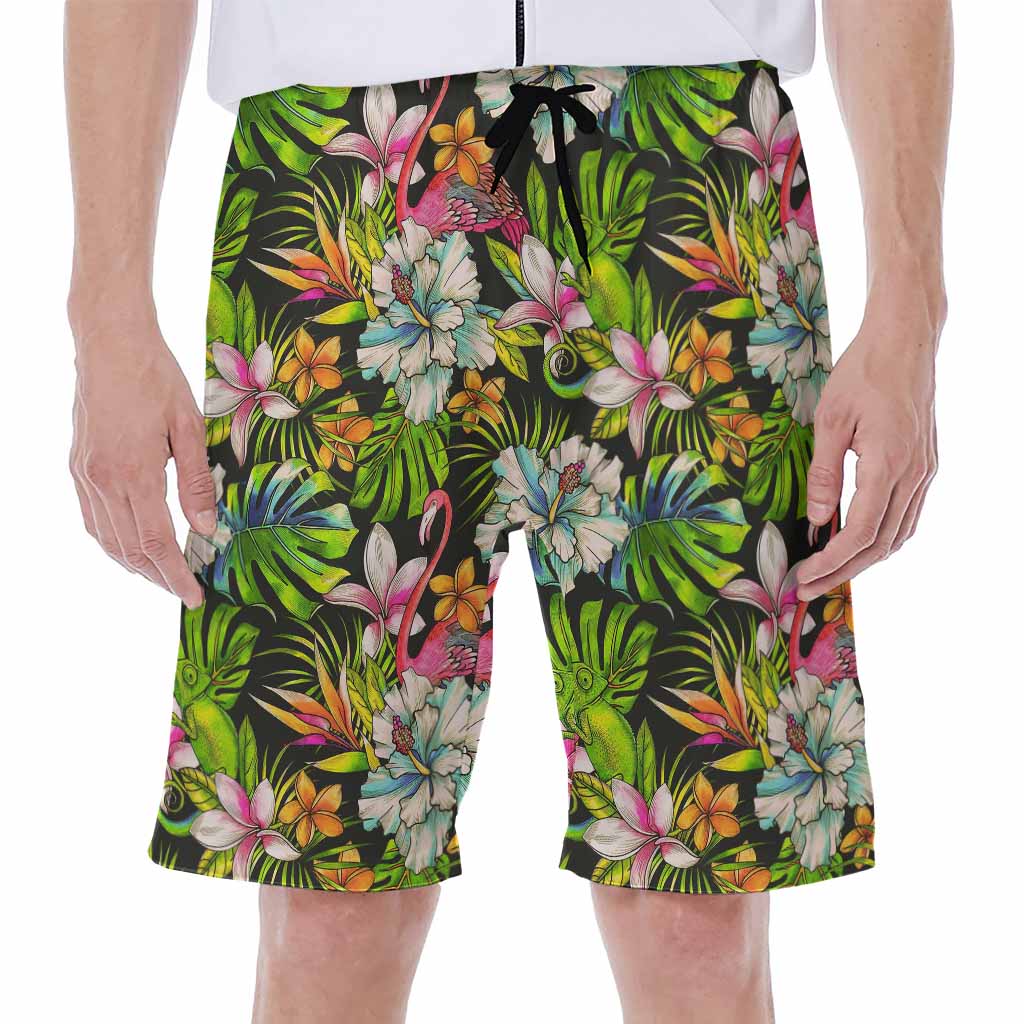 Aloha Vibes: Hawaiian Men&#39;s Beach Shorts with Tropical Patterns - 1