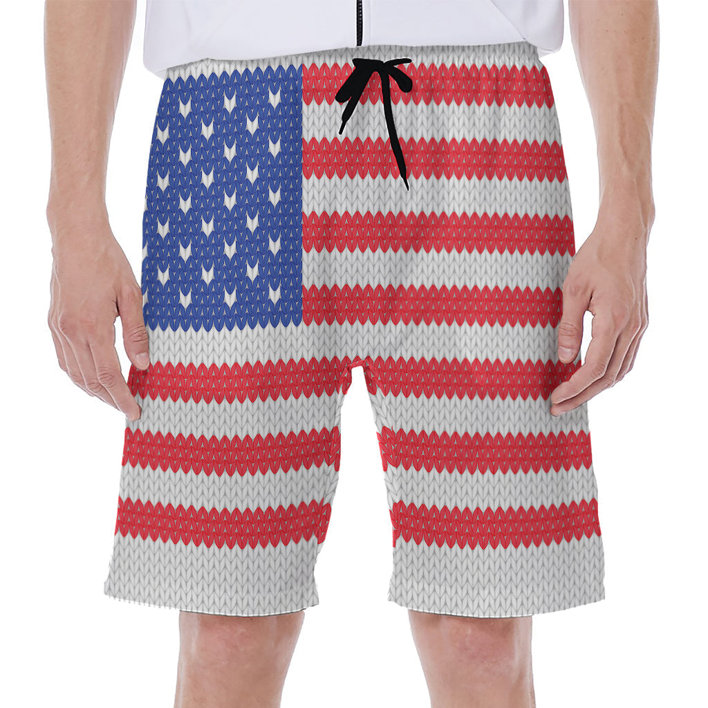 American Flag Print Hawaiian Beach Shorts for Men - 1