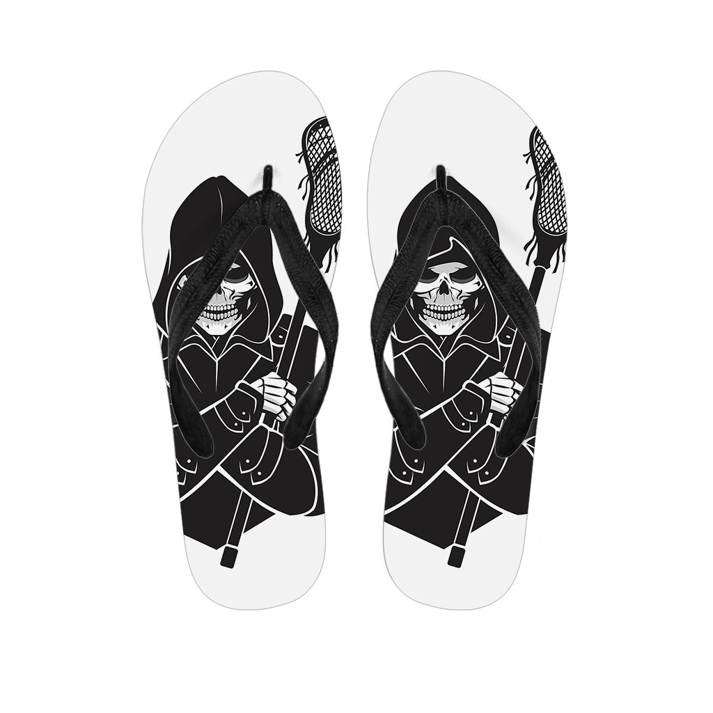 Beach Ready: Lacrosse Skull Print Hawaiian Flip Flops - 1