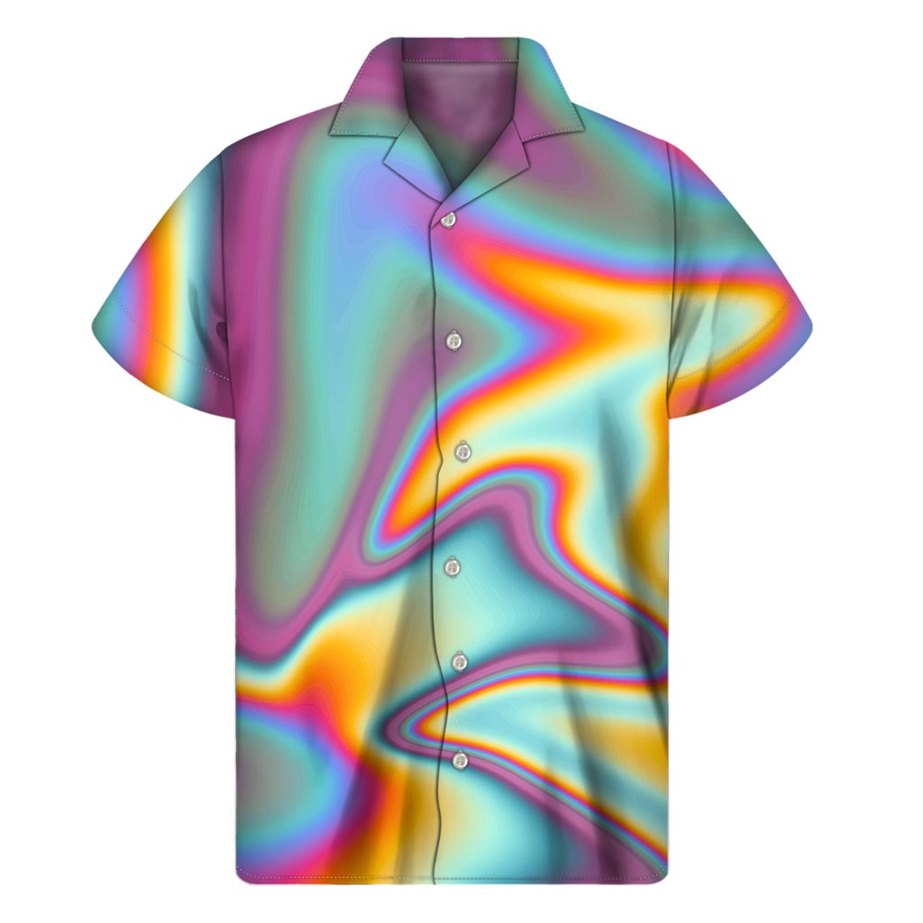 Ultra Cool Hawaiian Shirt: Liquid Holographic Trippy Print - 1