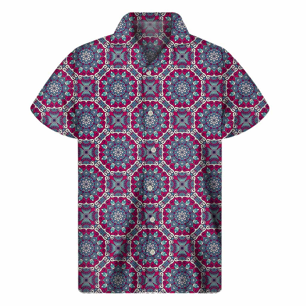 Magenta Mandala Bohemian Hawaiian Shirt - 1