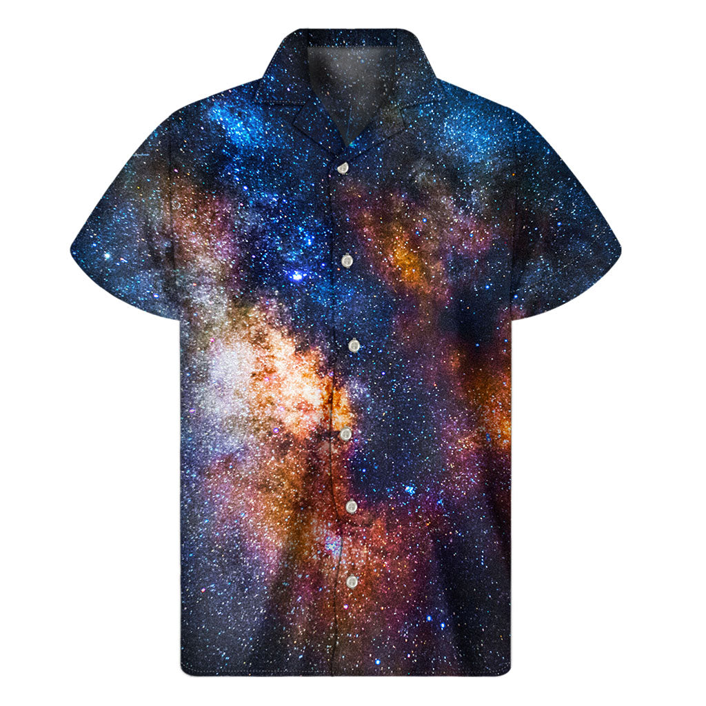 Milky Way Men's Hawaiian Short Sleeve Shirt: Embrace the Universe in Style - 1