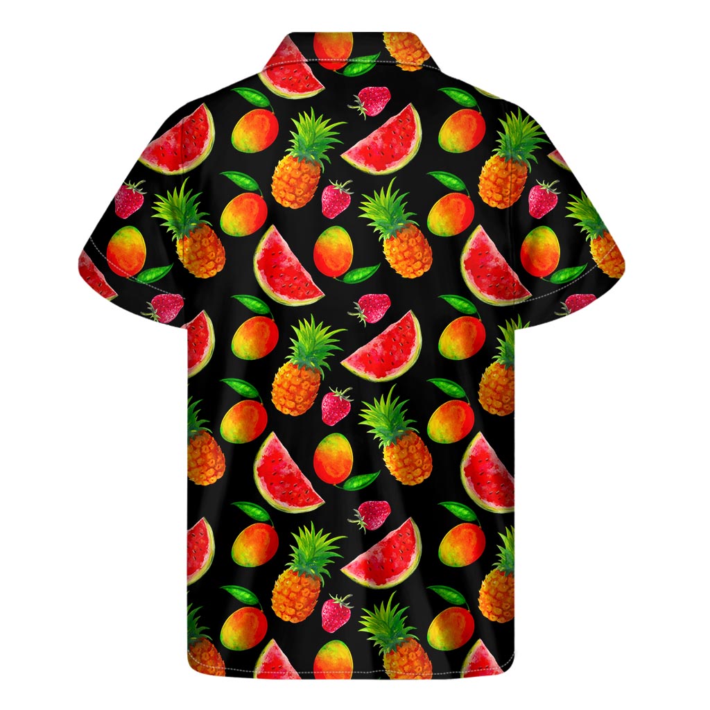 Tropical Delight: Men&#39;s Mix Fruit Pineapple Hawaiian Short Sleeve Shirt - 2