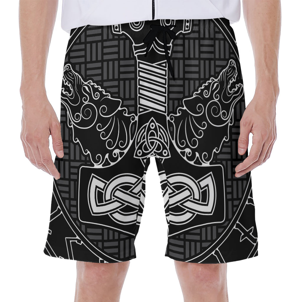 - Mjolnir and Scandinavian Runes Hawaiian Men&#39;s Beach Shorts - 1