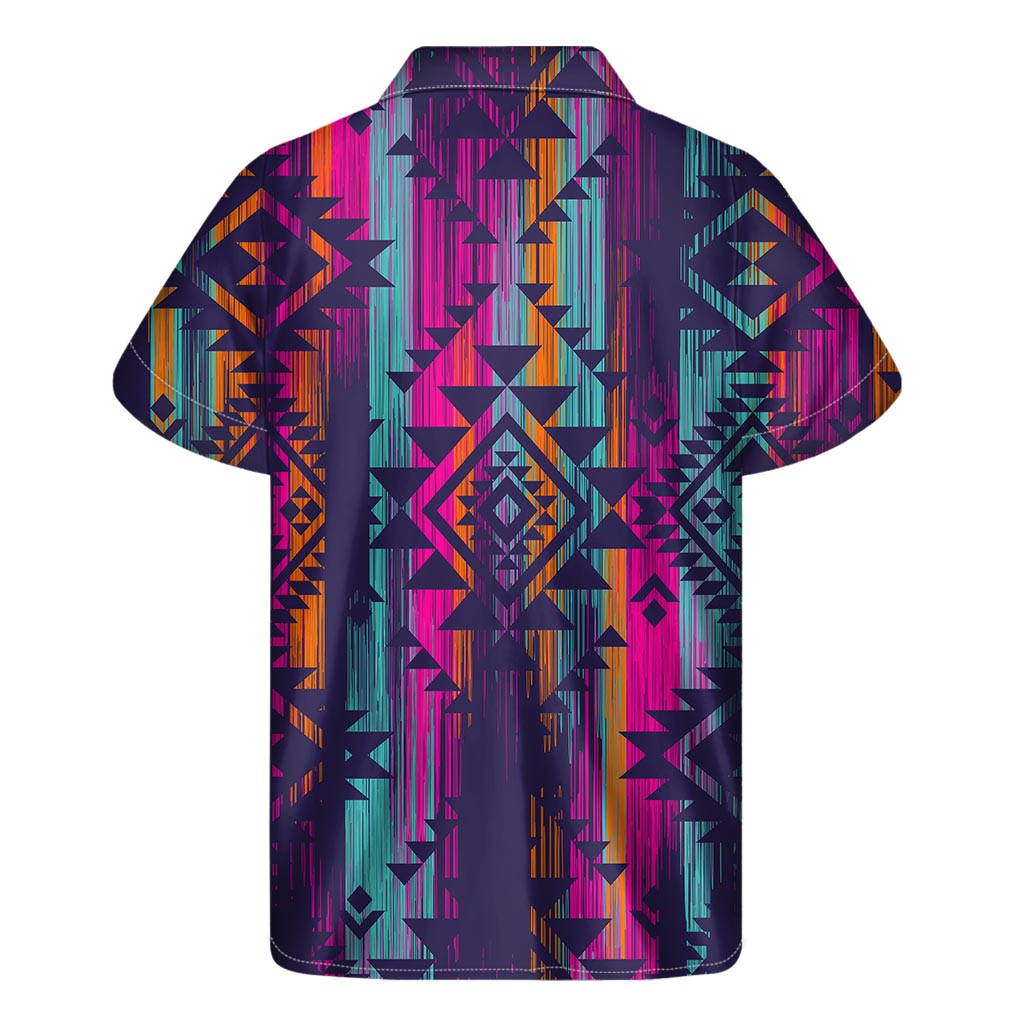 Island Breeze: Authentic Hawaiian Short Sleeve Shirt with Native Tribal Aztec Pattern - 2