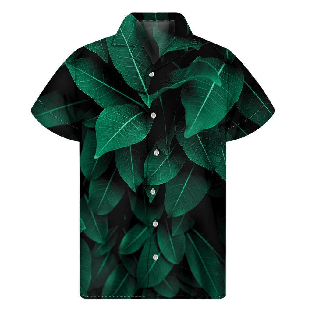 Tropical Vibes: Men&#39;s Natural Green Leaf Print Hawaiian Shirt - 1