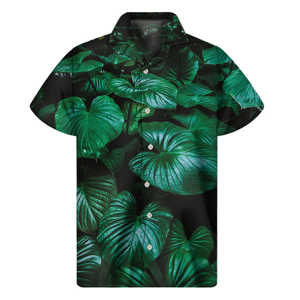 Natural Tropical Leaf Print Hawaiian Short Sleeve Shirt - 1