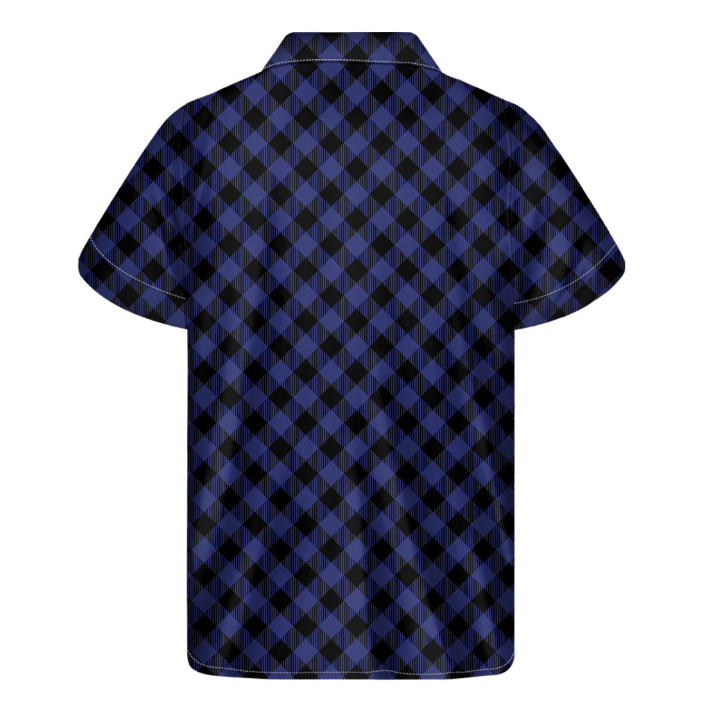 Island Chic: Navy and Black Buffalo Plaid Hawaiian Short Sleeve Shirt - 2