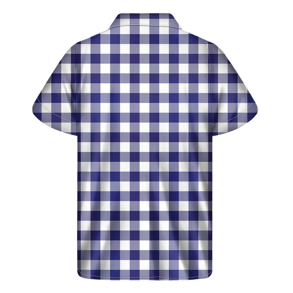 Island Style: Navy and White Buffalo Check Hawaiian Short Sleeve Shirt - 2