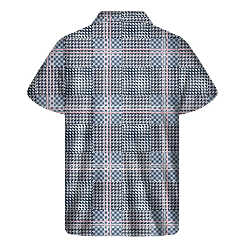 Navy and White Glen Plaid Hawaiian Short Sleeve Shirt - 2