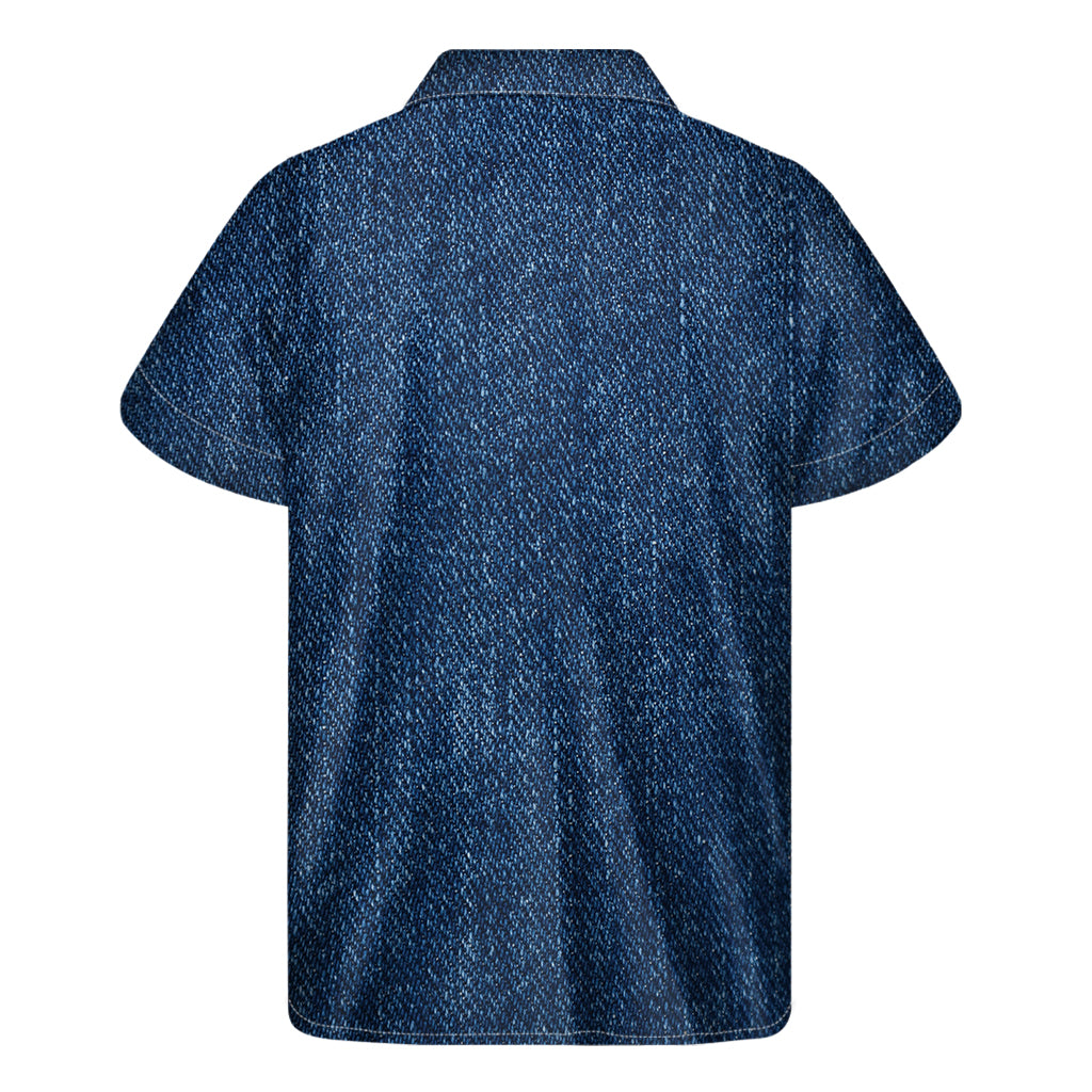 Hawaiian Blue Denim Jeans Print Short Sleeve Shirt - 2