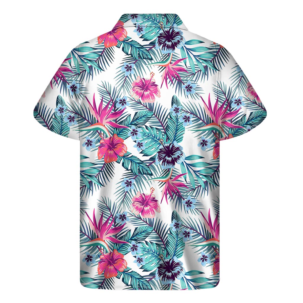 Neon Hibiscus Hawaiian Paradise Men's Short Sleeve Shirt - 1