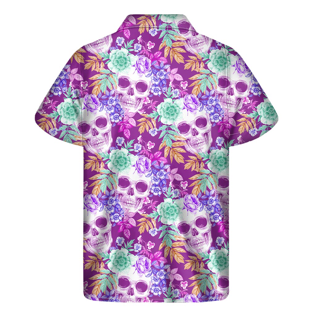 Neon Skull Hawaiian Print Short Sleeve Shirt - 2