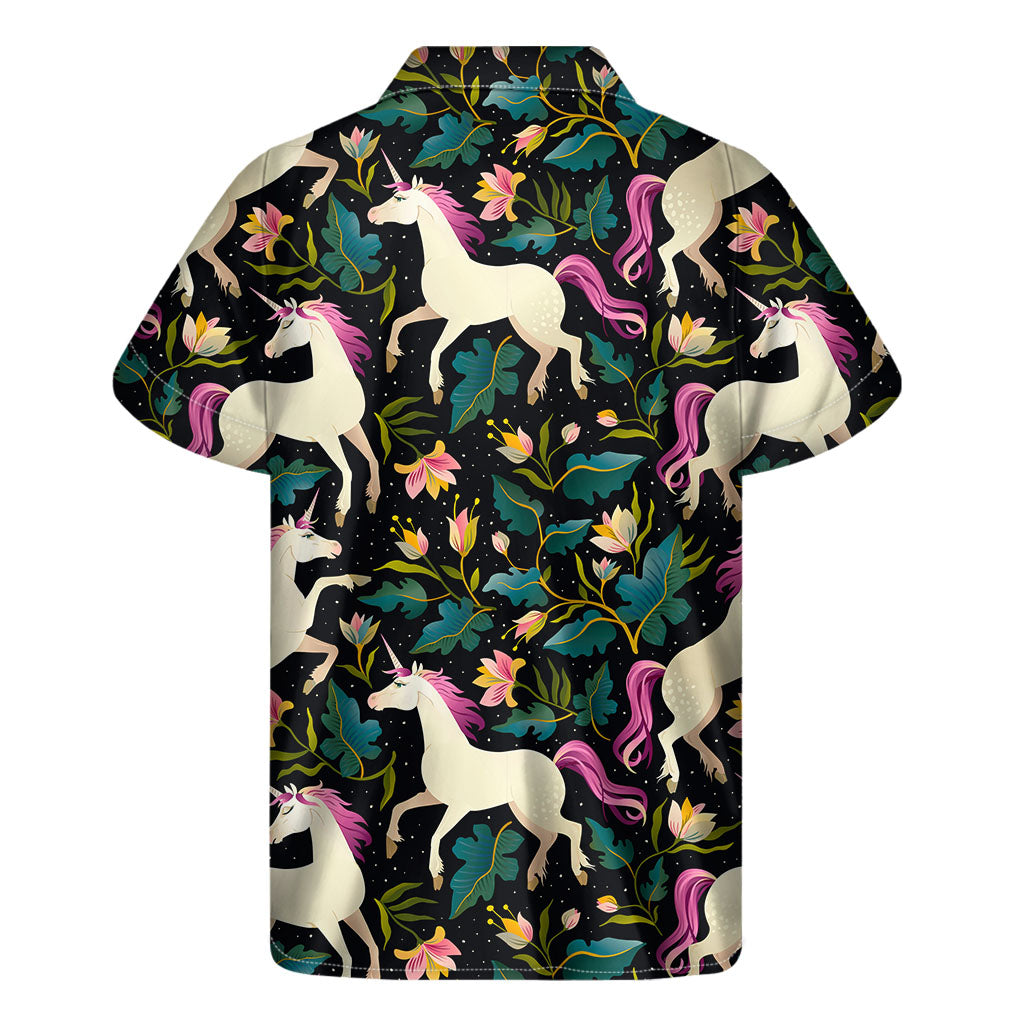 Night Floral Unicorn Hawaiian Short Sleeve Shirt - 2