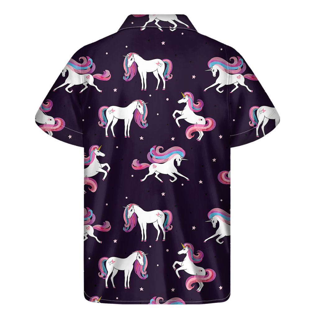 Island Dreamer: Men&#39;s Hawaiian Short Sleeve Shirt with Night Girly Unicorn Pattern - 2