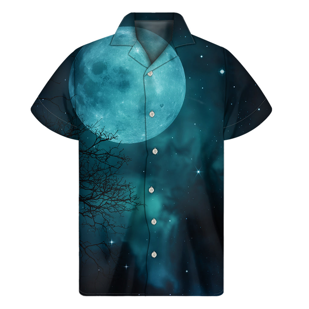 Night Sky and Full Moon Hawaiian Short Sleeve Shirt - 1