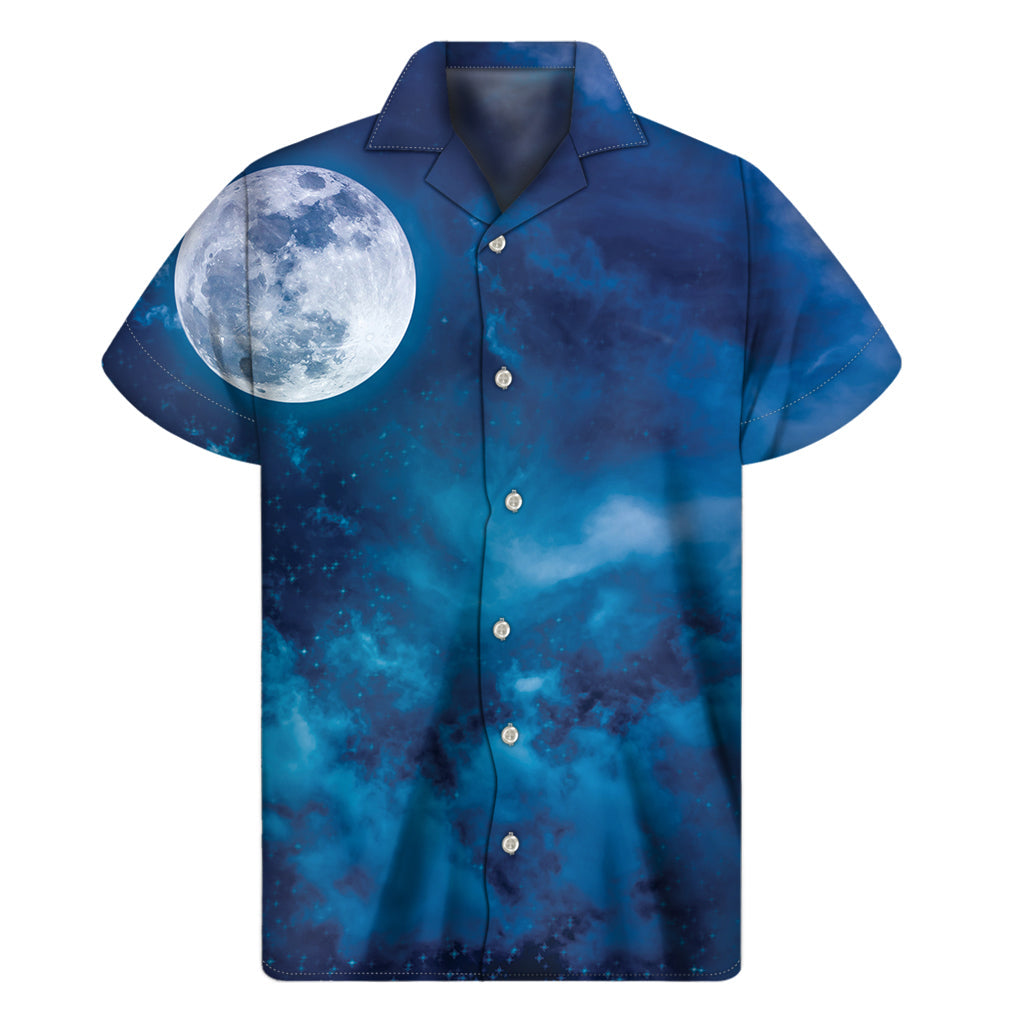 Night Sky and Moonlight Hawaiian Print Short Sleeve Shirt - 1