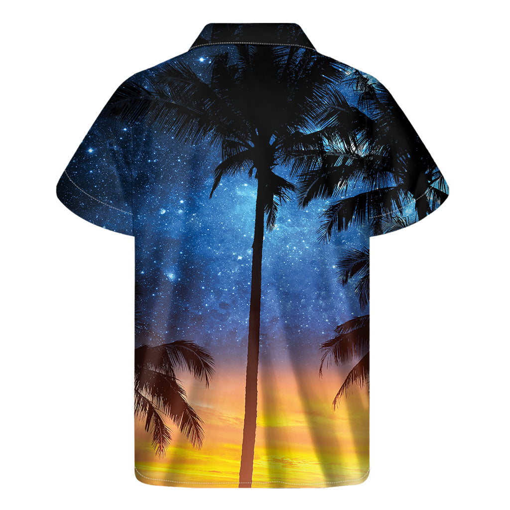 Night Sunset Sky and Palm Trees Hawaiian Short Sleeve Shirt - 2