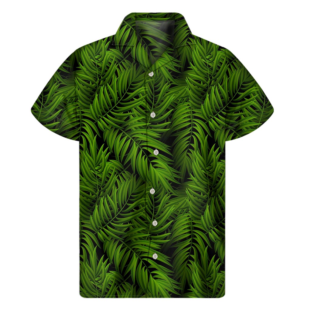 Night Tropical Palm Leaf Pattern Hawaiian Short Sleeve Shirt - Embrace the Island Vibes with this Stylish Hawaiian Outfit - 1