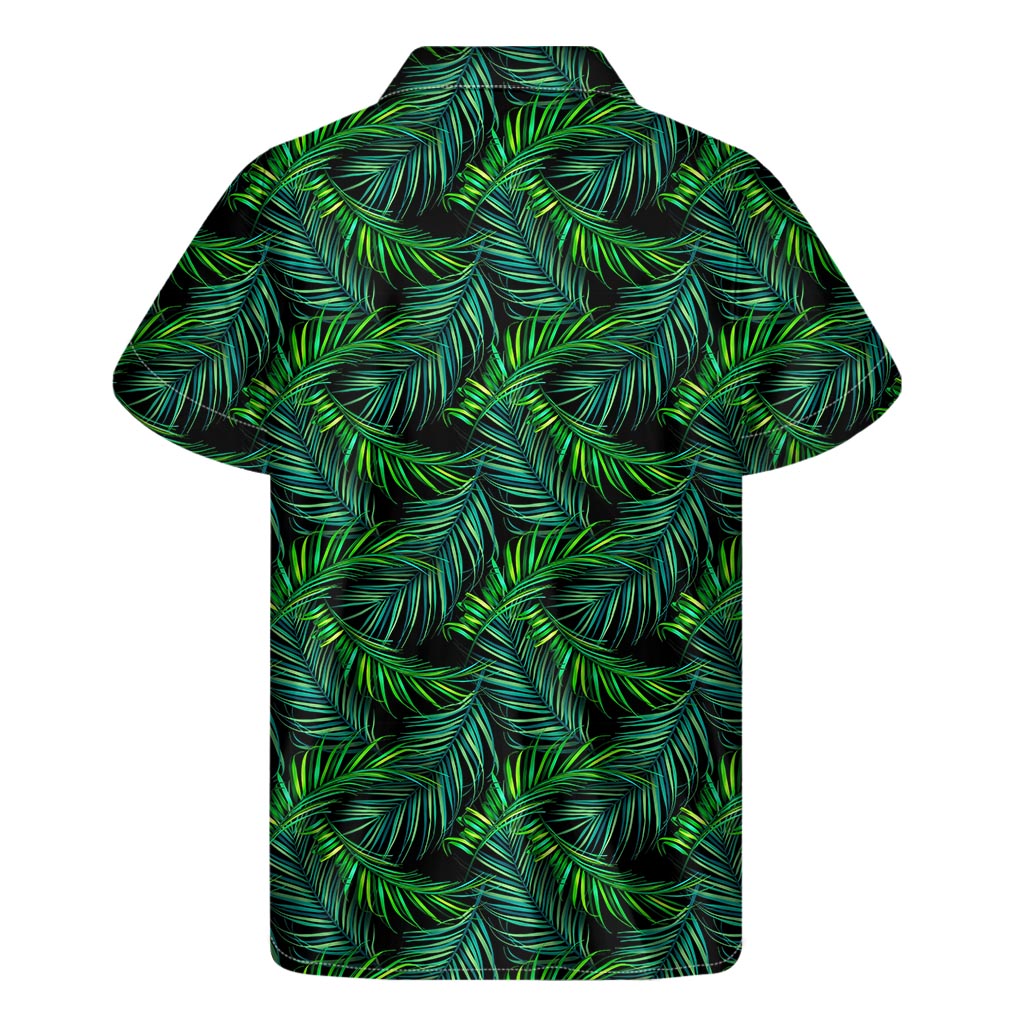 Nighttime Oasis: Hawaiian Tropical Palm Leaves Short Sleeve Shirt - 2