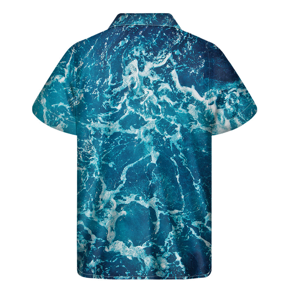 Island Breeze: Men&#39;s Hawaiian Short Sleeve Shirt with Ocean Surface Print - 2