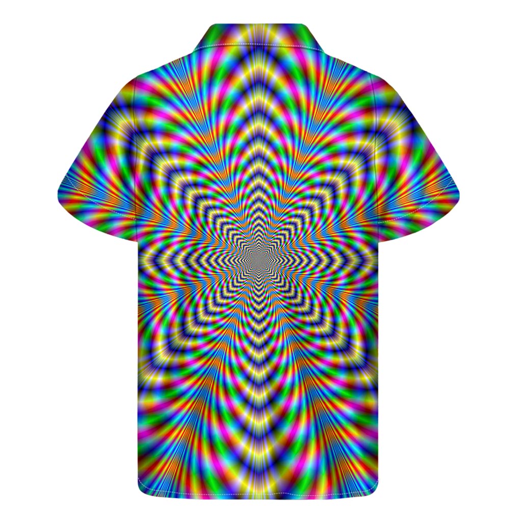 Summer Vibes: Hawaiian Octagonal Psychedelic Optical Illusion Short Sleeve Shirt - 1