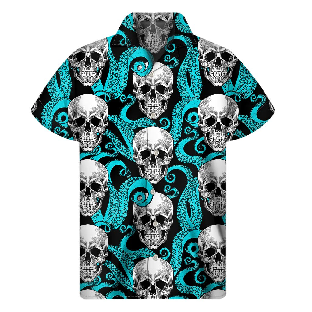 Octopus Tentacles Skull Pattern Hawaiian Short Sleeve Shirt - 1