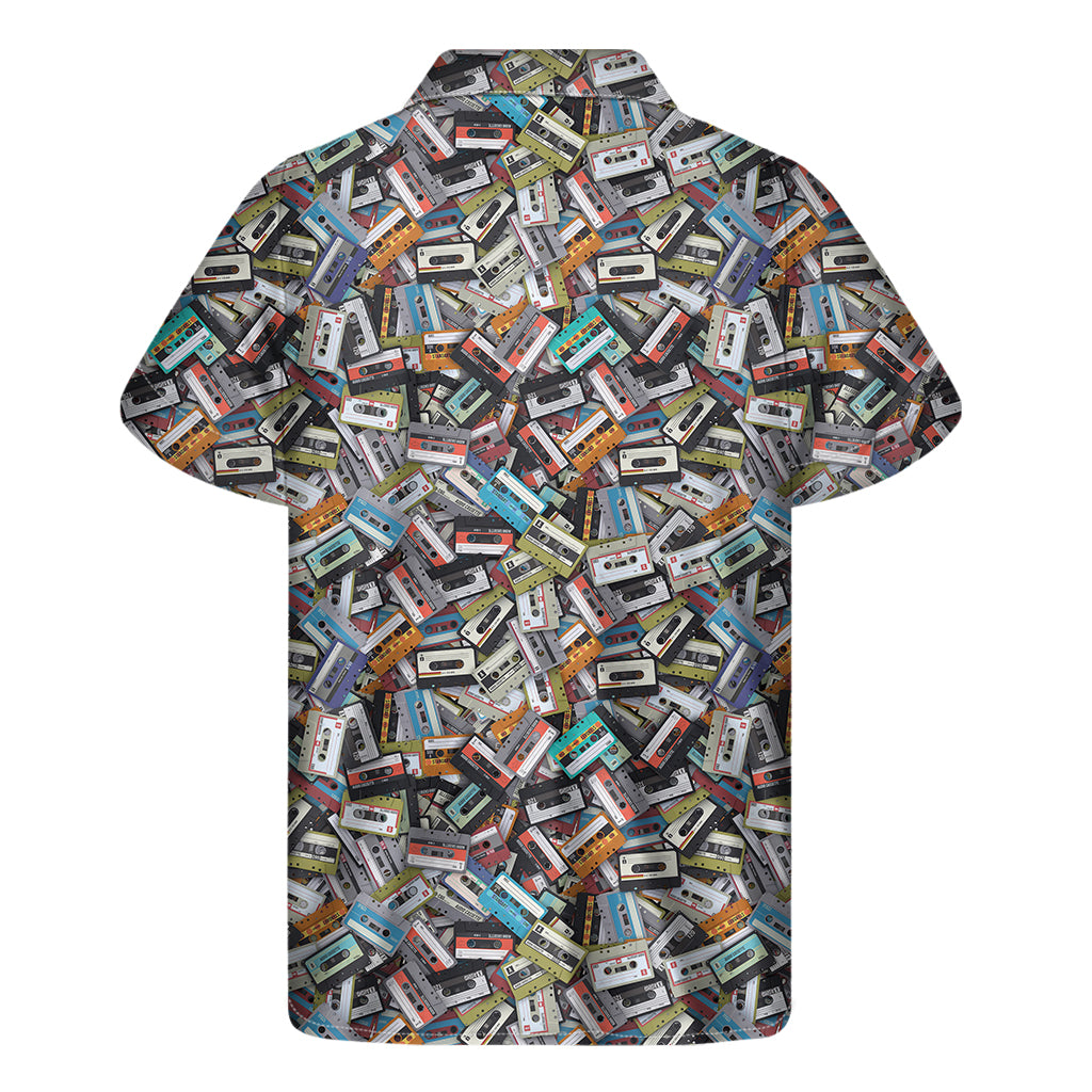 Vintage Vibes: Hawaiian Shirt with Old Cassette Tape Print - 2