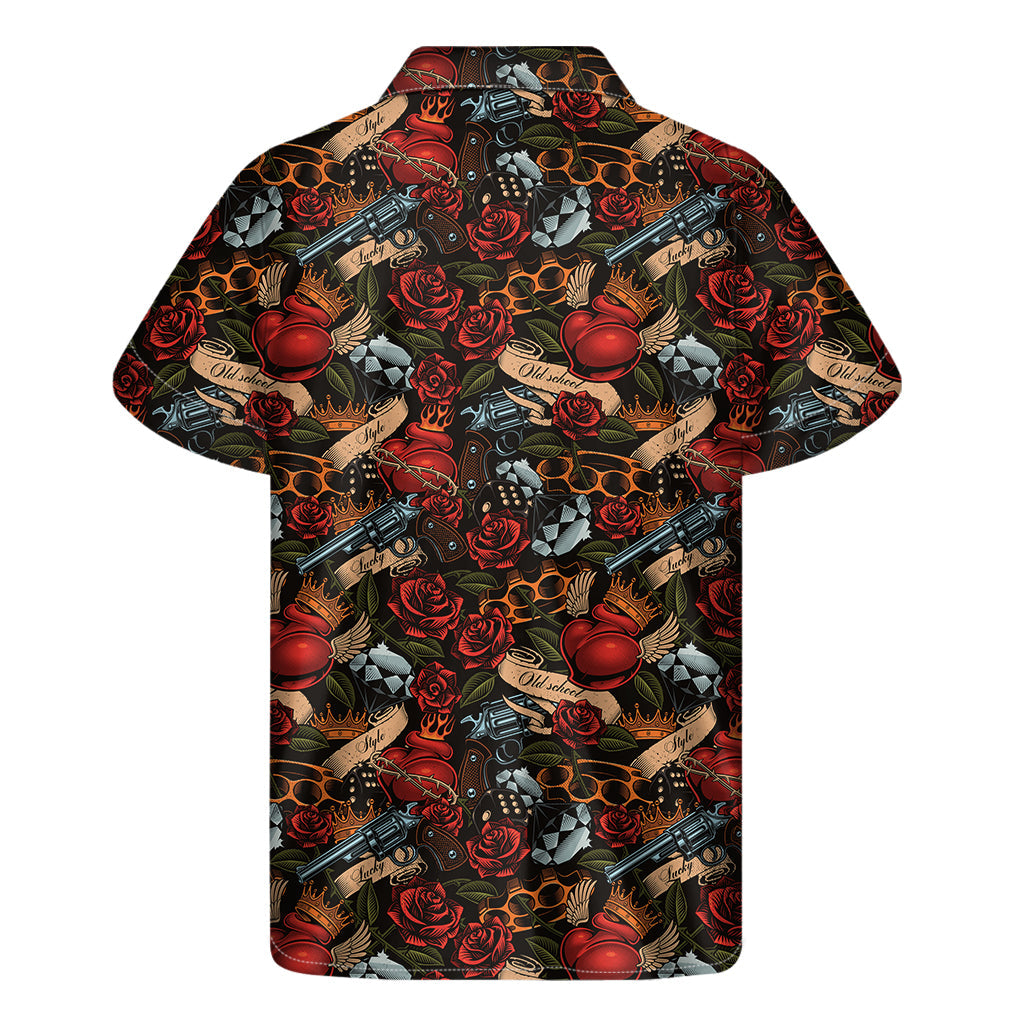 Island Ink: Men&#39;s Hawaiian Short Sleeve Shirt with Old School Tattoo Print - 2