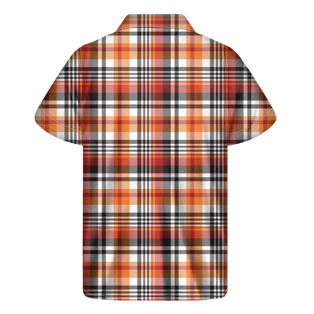 Island Cascades: Orange and Black Madras Plaid Hawaiian Short Sleeve Shirt - 2