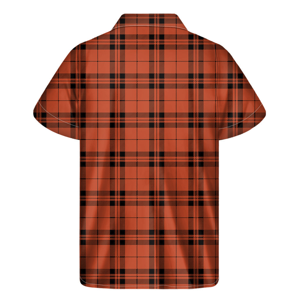 Orange and Black Hawaiian Tartan Print Short Sleeve Shirt - 2