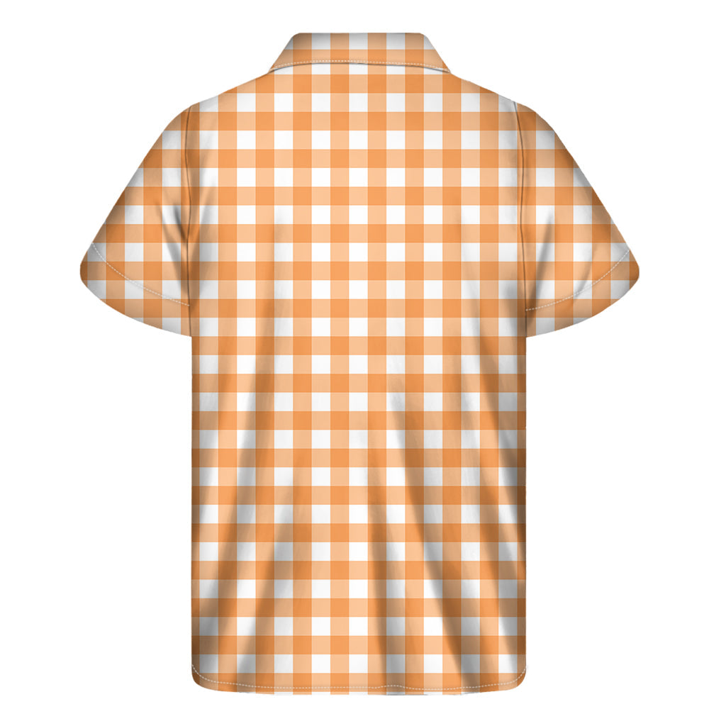 Orange and White Checkered Hawaiian Short Sleeve Shirt - 2