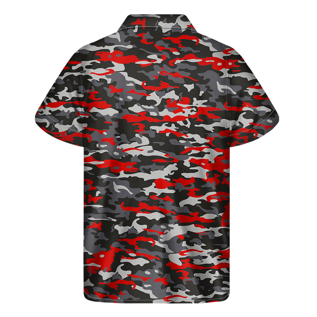 Orange, Black, and Grey Hawaiian Camouflage Short Sleeve Shirt - 2