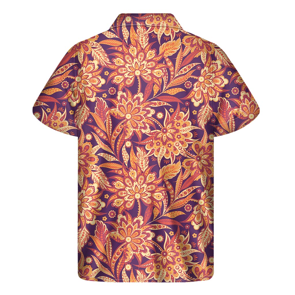 Orange Hawaiian Floral Print Short Sleeve Shirt - 2