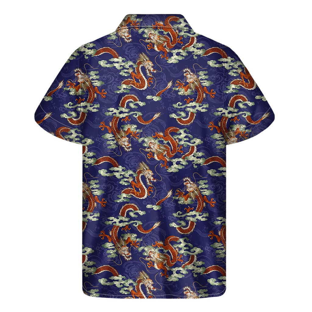 Orange Hawaiian Dragon Print Short Sleeve Shirt - 2