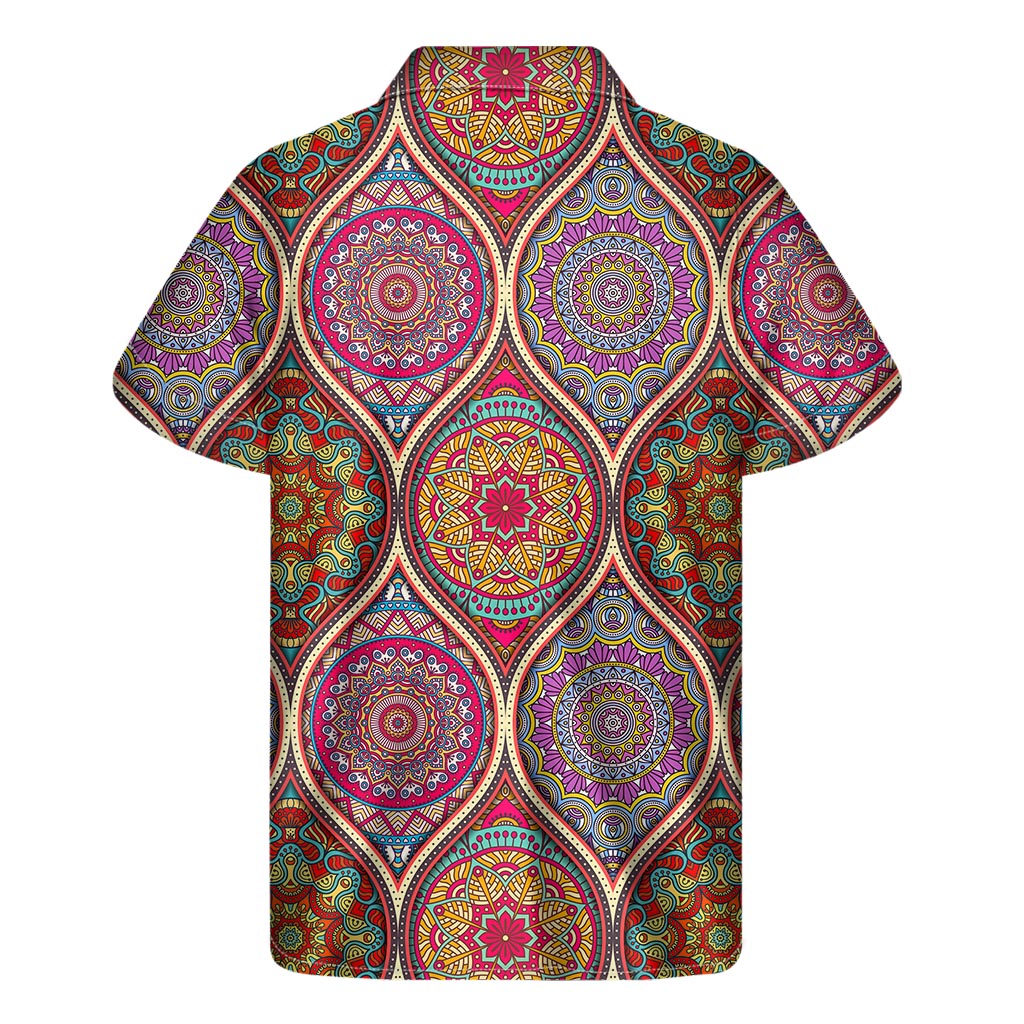 Tropical Vibes: Oval Bohemian Mandala Patchwork Hawaiian Short Sleeve Shirt - 2