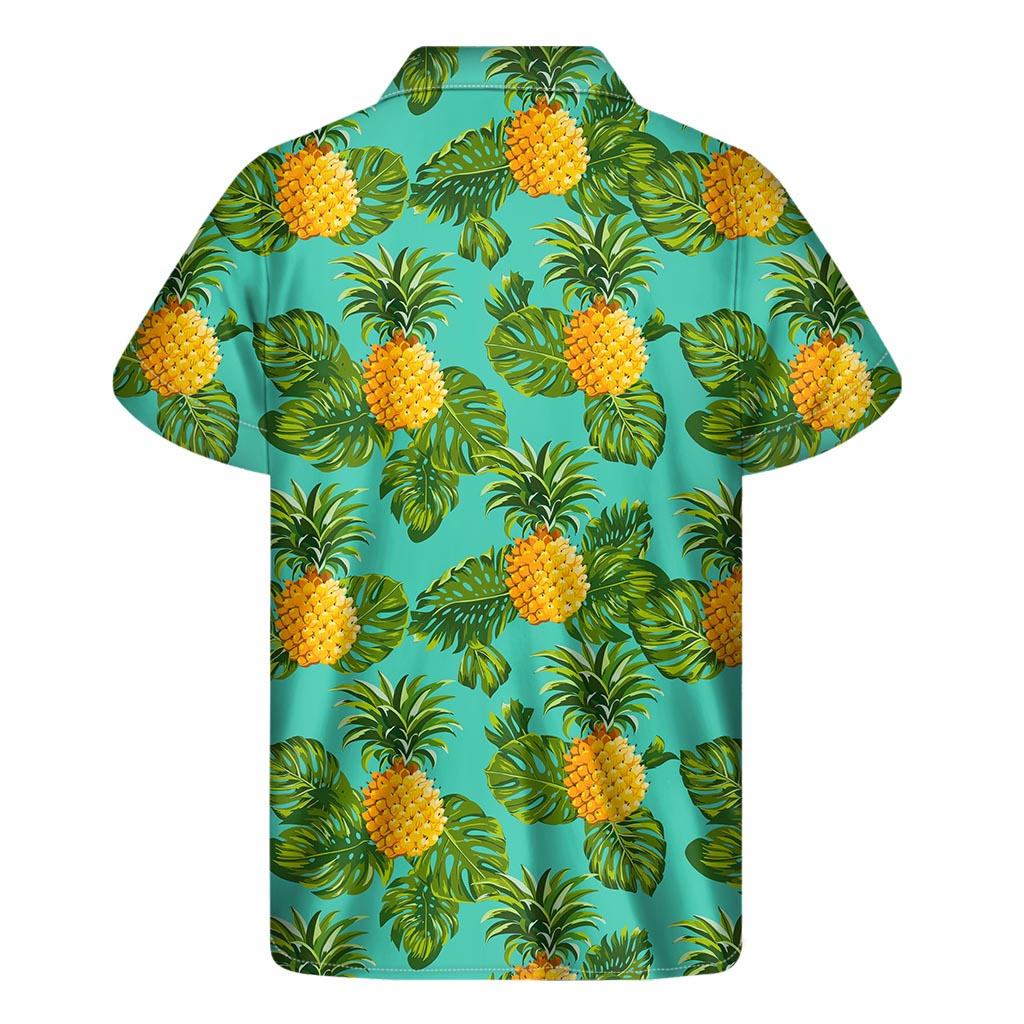 Palm Leaf Pineapple Paradise: Men&#39;s Hawaiian Short Sleeve Shirt - 2