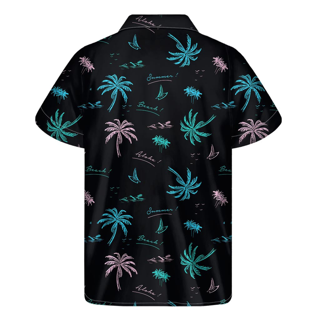 Island Breeze: Men&#39;s Palm Tree Hawaiian Short Sleeve Shirt - 2