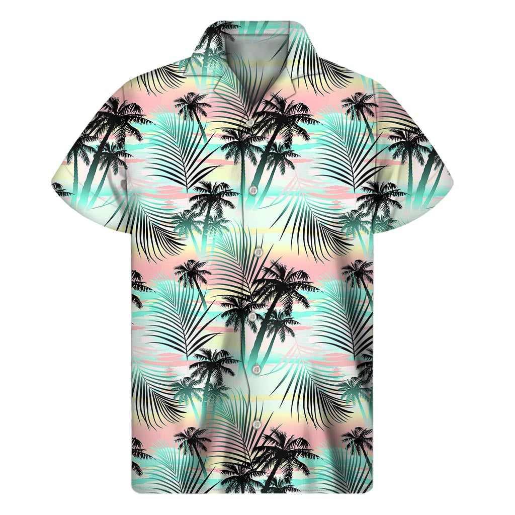 Island Breeze: Pastel Palm Tree Hawaiian Short Sleeve Shirt - 1