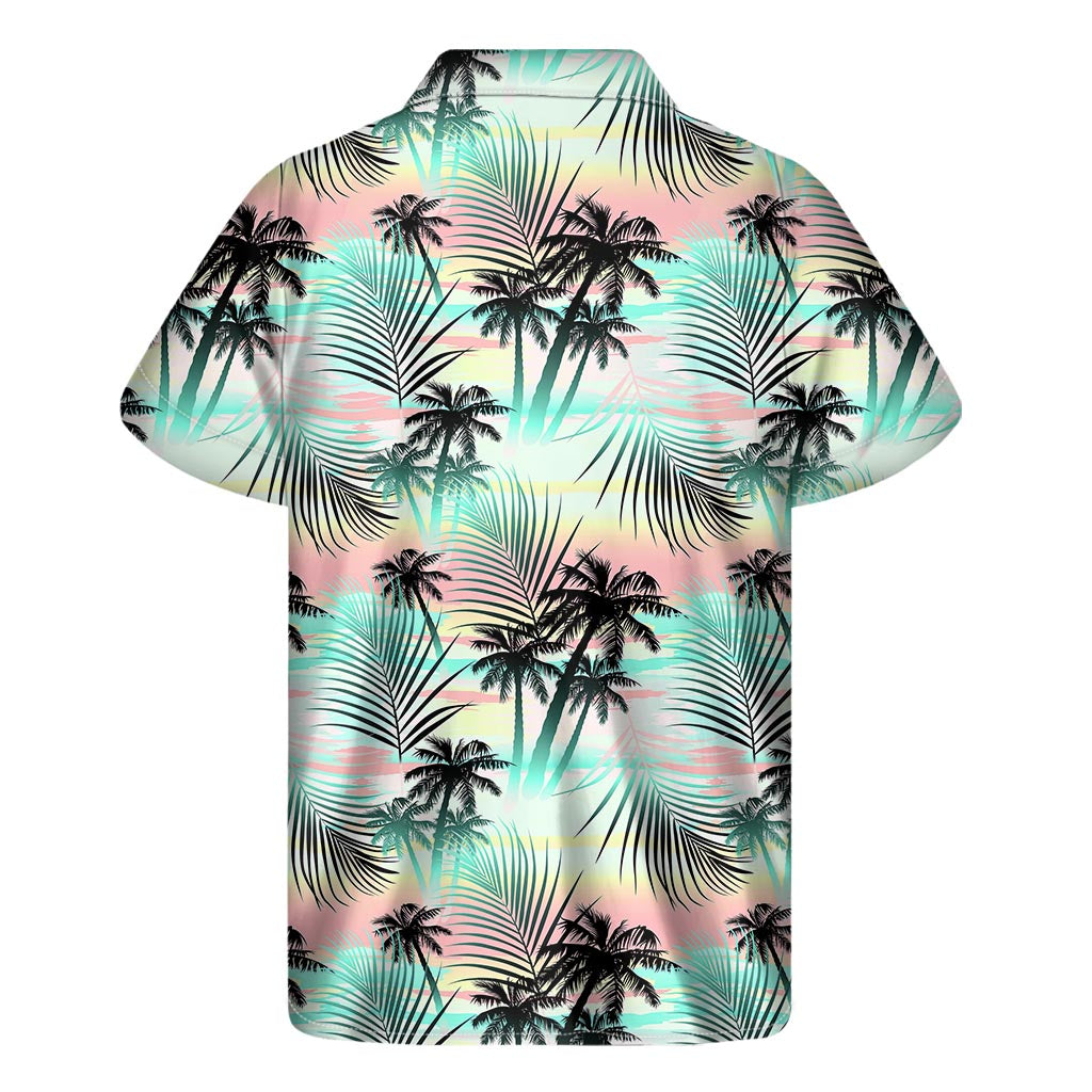 Island Breeze: Pastel Palm Tree Hawaiian Short Sleeve Shirt - 2