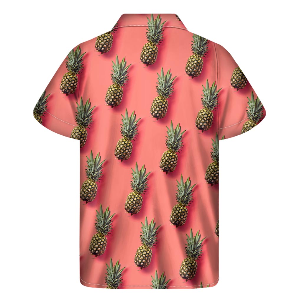 Pastel Pink Pineapple Hawaiian Print Short Sleeve Shirt - 2