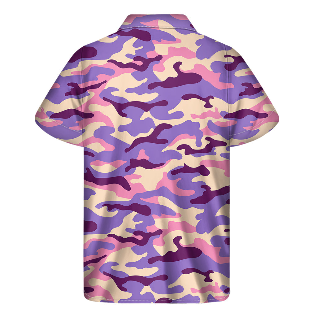 Purple Pastel Camouflage Hawaiian Short Sleeve Shirt - 2