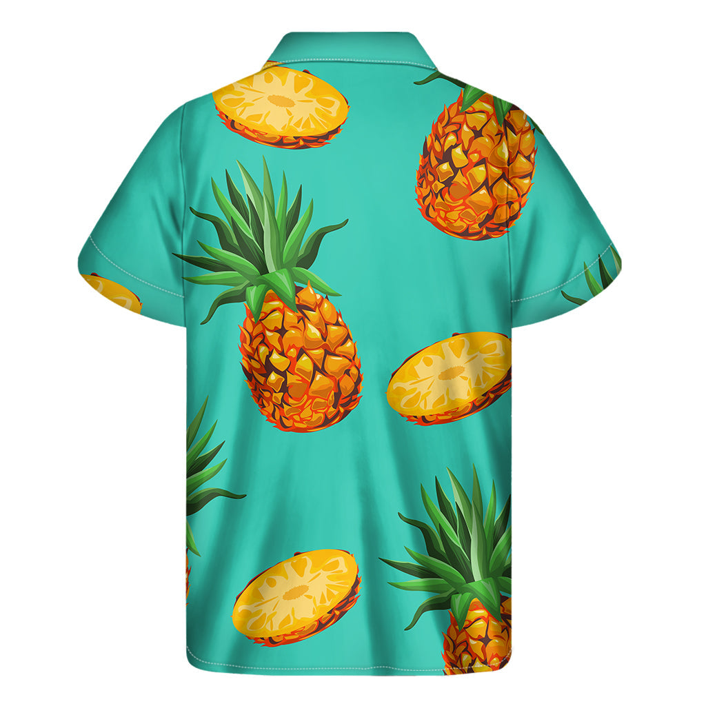 Turquoise Pineapple Paradise: Hawaiian Short Sleeve Shirt for Men - 2