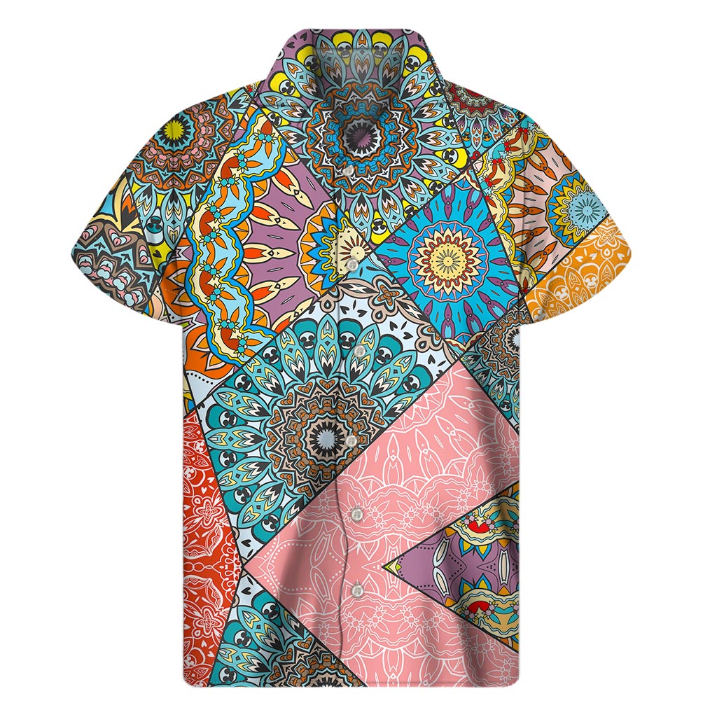 Bohemian Patchwork Mandala Hawaiian Shirt for Men - 1